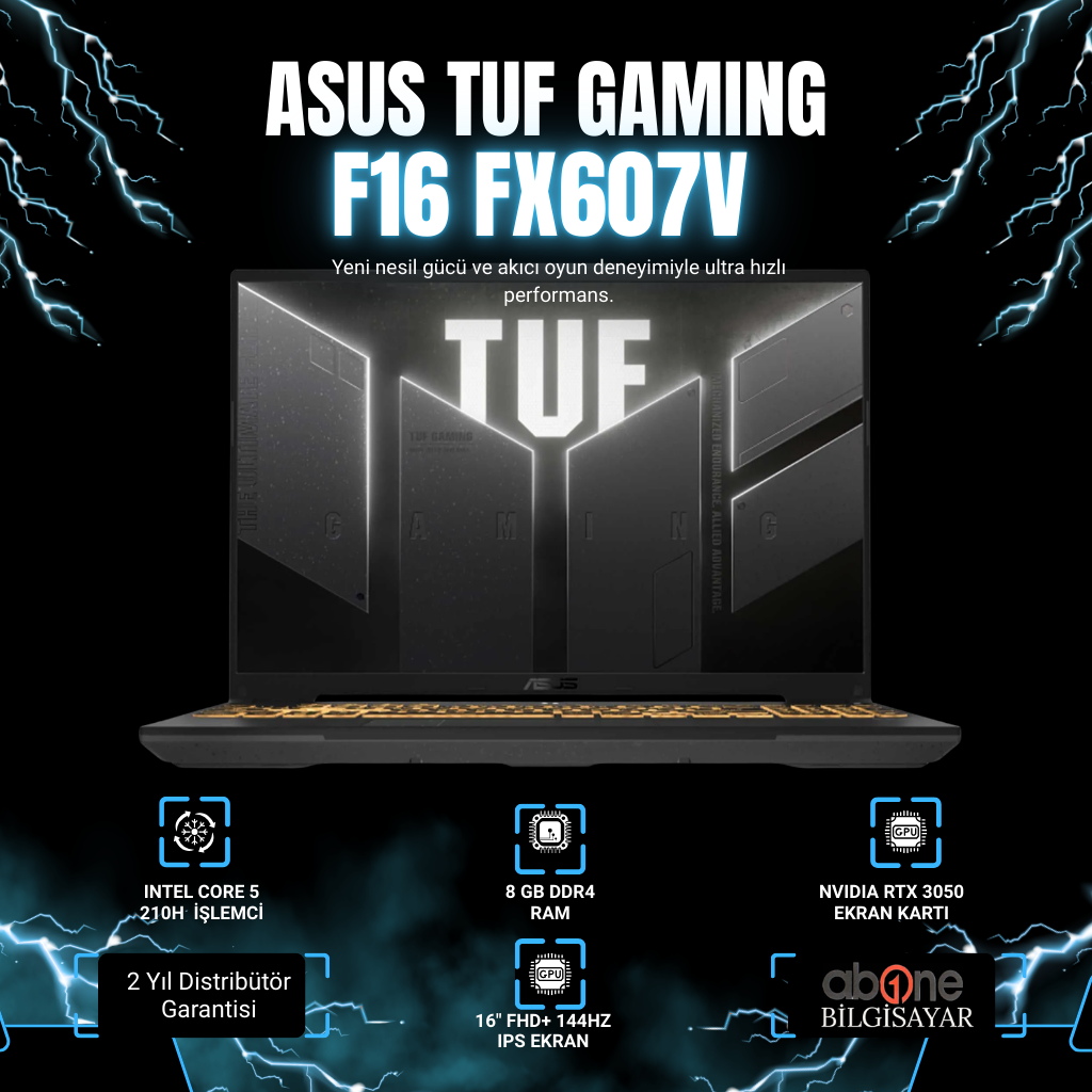 Asus TUF Gaming F16 FX607VJ-RL016 Intel Core 5 210H 8GB 512GB SSD RTX3050 Freedos 16" Taşınabilir Bilgisayar