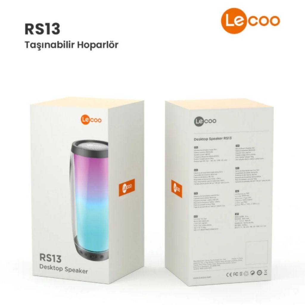Lecoo RS13 Kablosuz 5W RGB Aydınlatmalı Taşınabilir Hoparlör